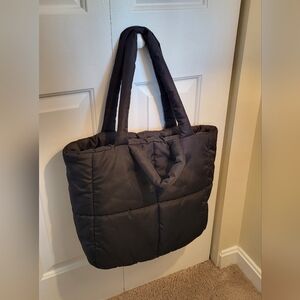 Black Quilted Puff H&M Tote Bag